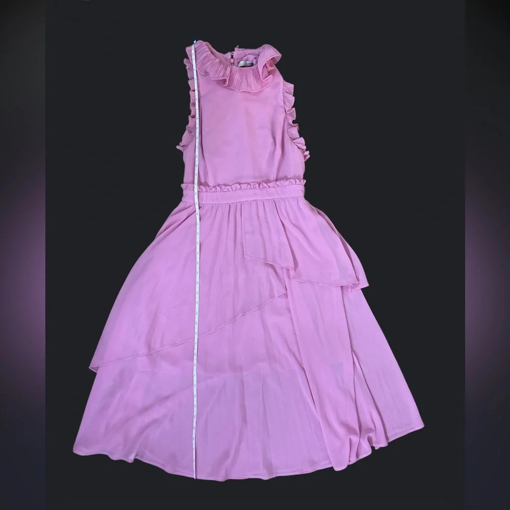 La Maison Talulah Anthropologie pink pleated asymmetrical flowy dress 4